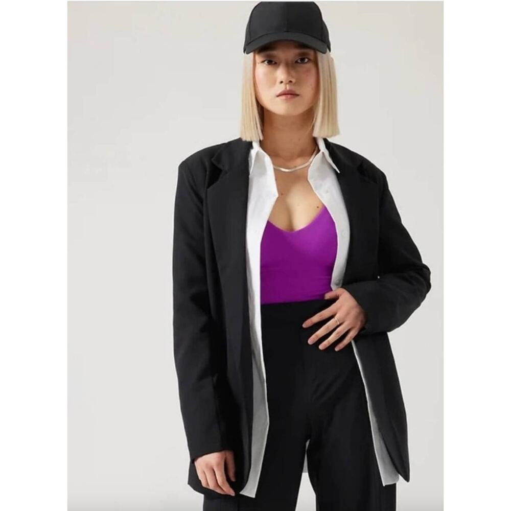 Athleta Endless Primatwill Blazer Jacket Minimalist Open Stretch Black US 20 NWT
